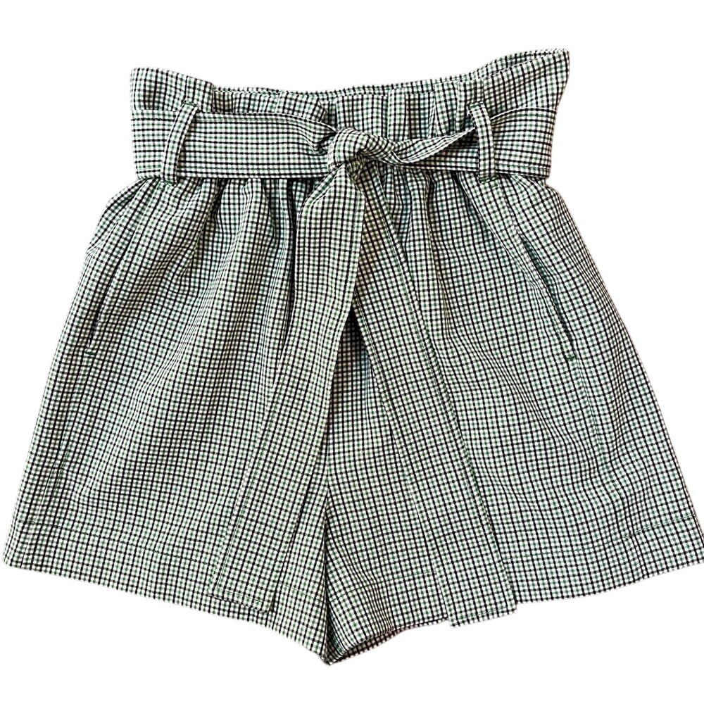 Aritzia Wilfred Paperbag Shorts Green Plaid Tartan Size 8‎